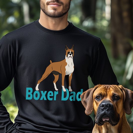 Boxer Dad Green Blauwgroen tekst Dog Drawing T-shirt