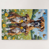 Boxer Daisy Meadow Kunst Legpuzzel (Horizontaal)