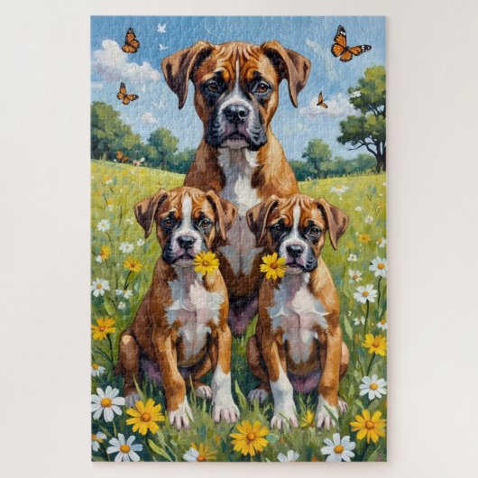 Boxer Daisy Meadow Kunst Legpuzzel (Verticaal)