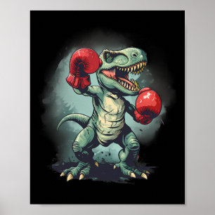 Boxer Dinosaur Boxing Dino Kickboksen T-rex Boksen Poster