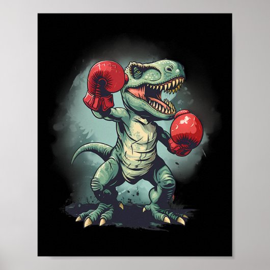 Boxer Dinosaur Boxing Dino Kickboksen T-rex Boksen Poster (Voorkant)