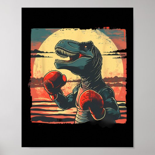 Boxer Dinosaur Boxing Dino Kickboksen T-rex Boksen Poster (Voorkant)