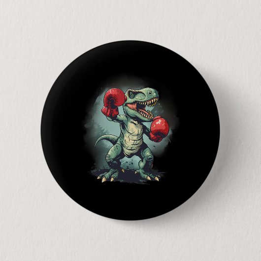 Boxer Dinosaur Boxing Dino Kickboksen T-rex Boksen Ronde Button 5,7 Cm (Voorkant)
