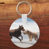 Boxer Doberman - Datum van afspelen bij strand Sleutelhanger (Voorkant)