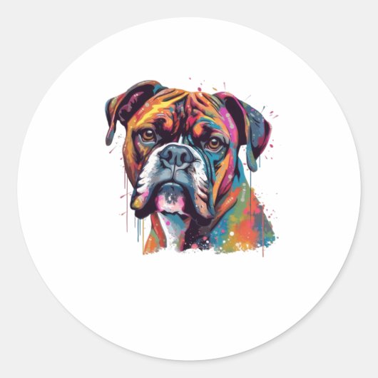 Boxer Dog 2 Ronde Sticker (Voorkant)