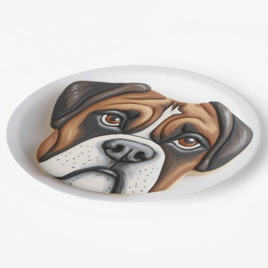 Boxer Dog 3D geïnspireerd Papieren Bordje (Gekanteld)