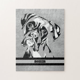 Boxer Dog Abstract zwart-witkunst Legpuzzel