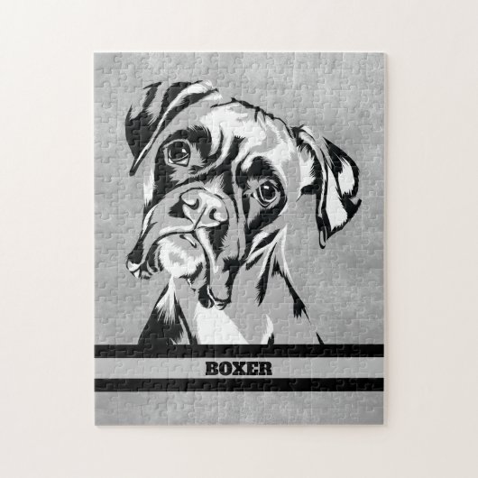 Boxer Dog Abstract zwart-witkunst Legpuzzel (Verticaal)