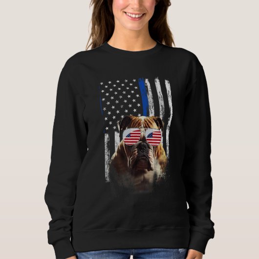 Boxer Dog American Flag Patriotic Boxer Dog 4th Of Trui (Voorkant)