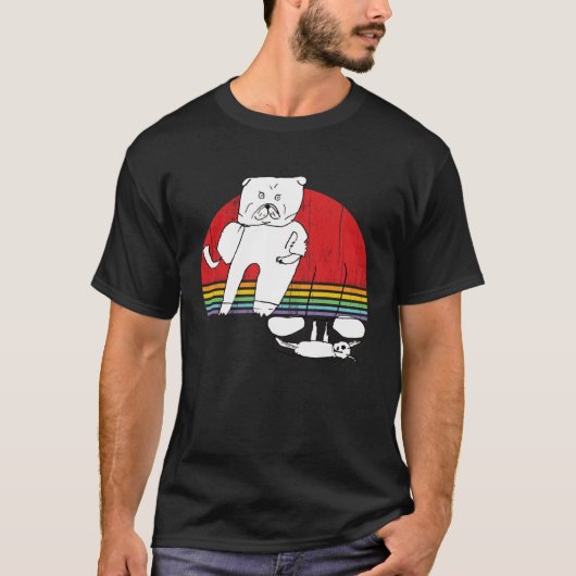 Boxer Dog and Cat Working Out Lifting Weights T-shirt (Voorkant)