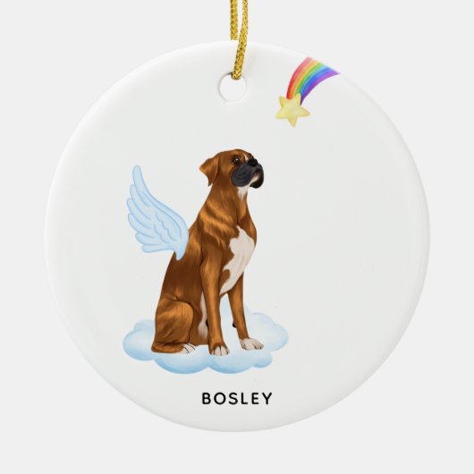 Boxer Dog Angel - Gepersonaliseerd dichter bij de  Keramisch Ornament (Voorkant)