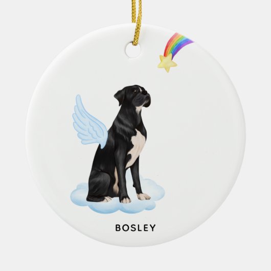 Boxer Dog Angel Personalize Black Dog Pet Memorial Keramisch Ornament (Voorkant)
