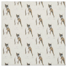Boxer Dog Art Fabric