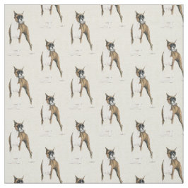 Boxer Dog Art Fabric Stof
