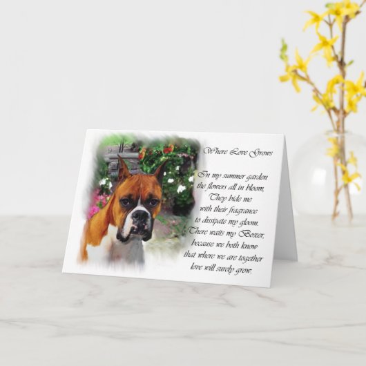 Boxer Dog Art Gifts Kaart (Gele Bloem)