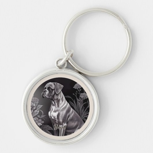 Boxer Dog  Art Metal Sleutelhanger (Voorkant)
