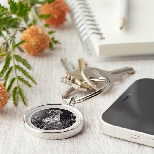 Boxer Dog  Art Metal Sleutelhanger (Zijkant)