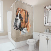 Boxer Dog Art Portret Brown Standard Bathroom Douchegordijn (In situ)