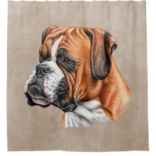 Boxer Dog Art Portret Brown Standard Bathroom Douchegordijn (Voorkant)