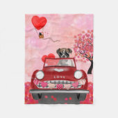 Boxer Dog-auto met hart Valentijnse Fleece Deken (Voorkant)