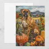 Boxer Dog Autumn Harvest Thanksgiving Feestdagenkaart (Voorkant / Achterkant)