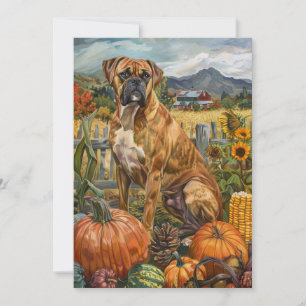 Boxer Dog Autumn Harvest Thanksgiving Feestdagenkaart