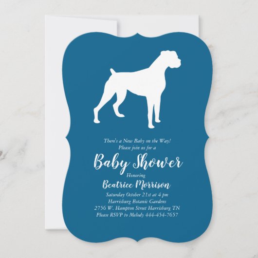 Boxer Dog Baby shower Blue Boy Kaart (Voorkant)