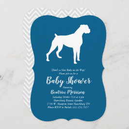 Boxer Dog Baby shower Blue Boy Kaart