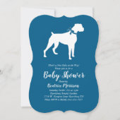 Boxer Dog Baby shower Blue Boy Kaart (Voorkant)