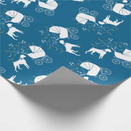 Boxer Dog Baby shower Puppy Blue Boy Cadeaupapier