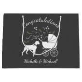 Boxer Dog Baby shower Puppy Grey Groot Cadeauzakje (Voorkant)