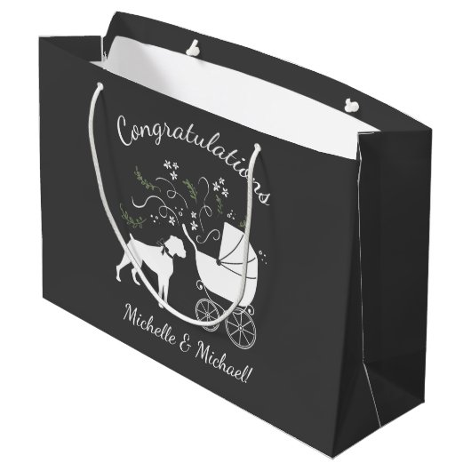 Boxer Dog Baby shower Puppy Grey Groot Cadeauzakje (Achterkant Gekanteld)