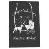 Boxer Dog Baby shower Puppy Grey Medium Cadeauzakje (Voorkant)