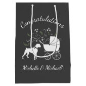 Boxer Dog Baby shower Puppy Grey Medium Cadeauzakje (Achterkant)