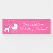 Boxer Dog Baby shower Puppy Pink Girl Spandoek (Horizontaal)
