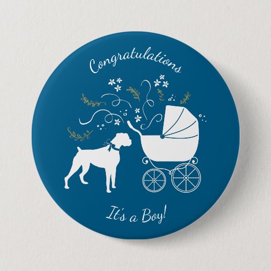 Boxer Dog Baby shower Ronde Button 7,6 Cm (Voorkant)