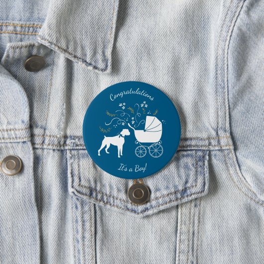 Boxer Dog Baby shower Ronde Button 7,6 Cm (In situ)