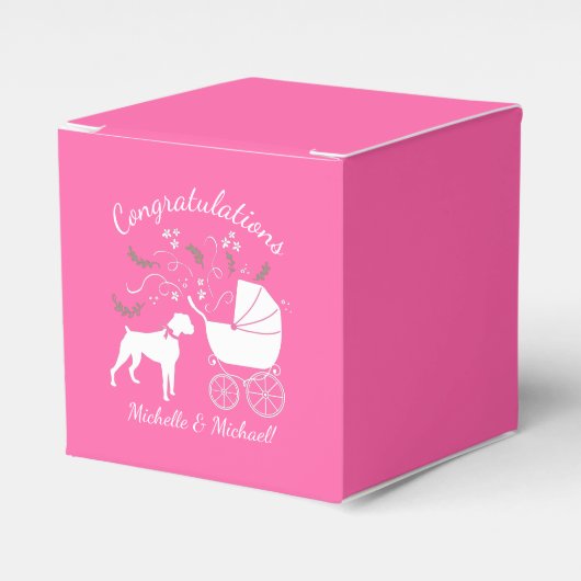 Boxer Dog Baby shower Roze meisje Bedankdoosjes (Voorkant Zijde)