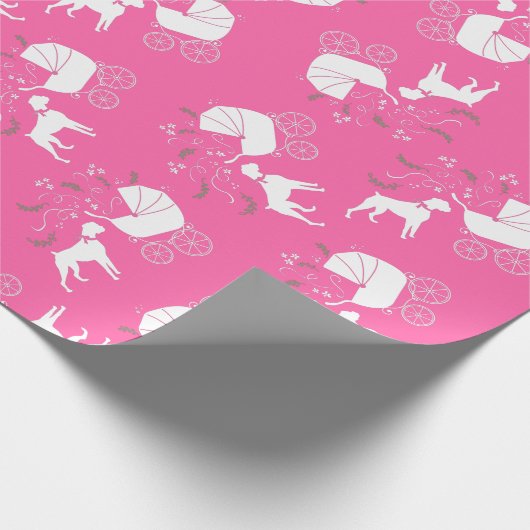 Boxer Dog Baby shower Roze meisje Cadeaupapier (Hoek)