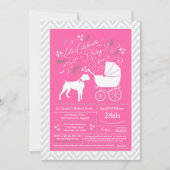 Boxer Dog Baby shower Roze meisje Kaart (Voorkant)