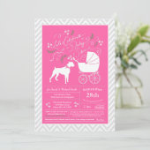 Boxer Dog Baby shower Roze meisje Kaart (Staand voorkant)