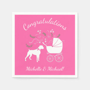 Boxer Dog Baby shower Roze meisje Servet