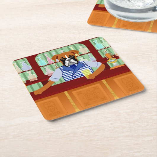 Boxer Dog Beer Pub Kartonnen Onderzetters (Schuin)