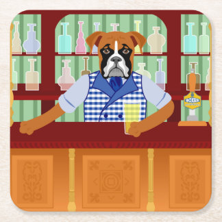Boxer Dog Beer Pub Kartonnen Onderzetters
