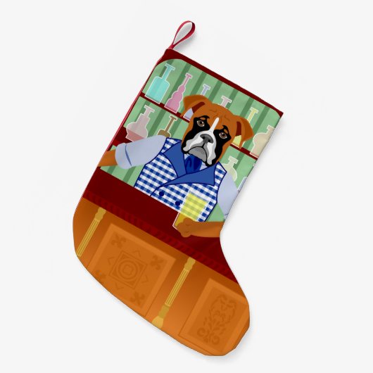 Boxer Dog Beer Pub Kleine Kerstsok (Voorkant (Hangend))