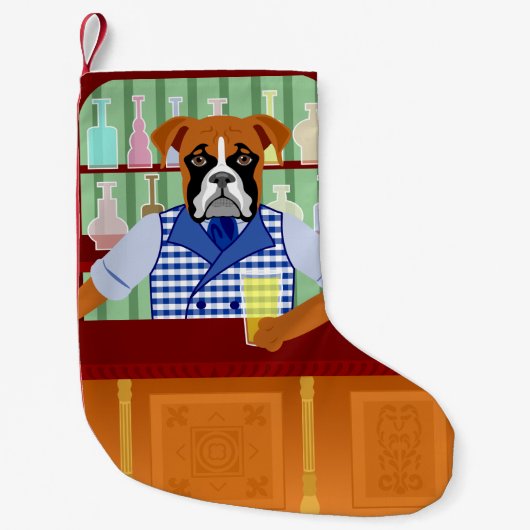 Boxer Dog Beer Pub Kleine Kerstsok (Voorkant)
