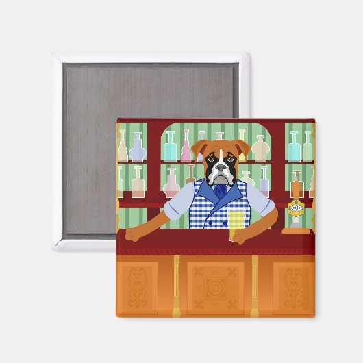 Boxer Dog Beer Pub Magneet (Voorkant / Achterkant)