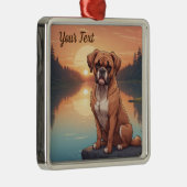 Boxer Dog bij Lake Metalen Ornament (Rechts)