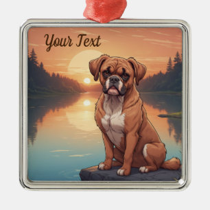 Boxer Dog bij Lake Metalen Ornament