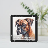 Boxer Dog Black Watercolor Christmas Feestdagenkaart (Staand voorkant)